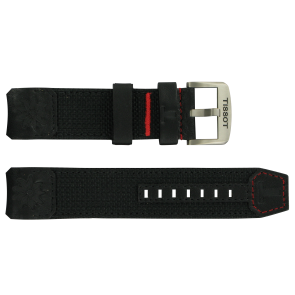 Watch strap Tissot T600038303.XL / T0914204605103A / T600038302 Leather Black 22mm